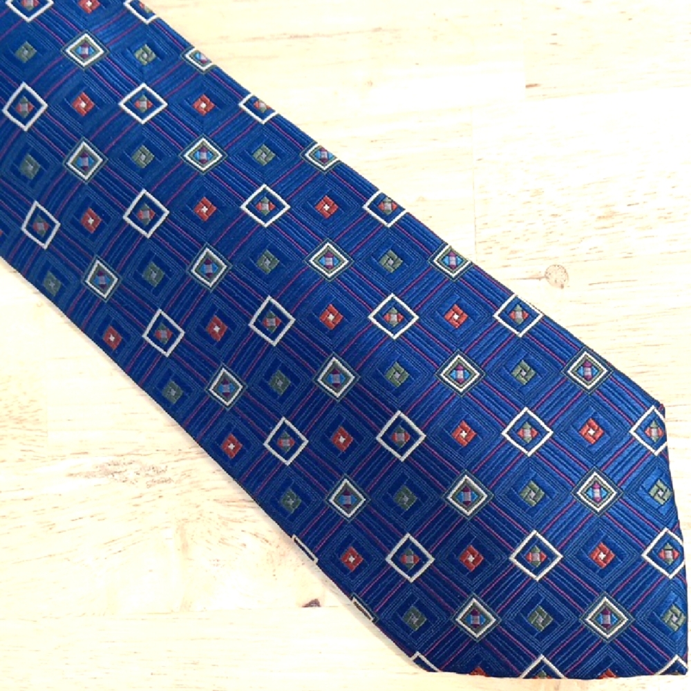 Piattelli Blue and Brown Geometric Tie